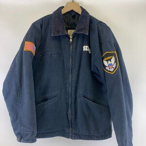 Colorado Timberline Canvas Jacket Full Zip Navy Blue SECURITY Patches Men Medium